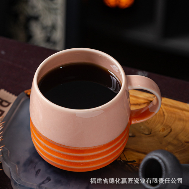 Taza de cerámica retro Taza transfronteriza Taza de té de la tarde simple de estilo japonés Juego creativo de tazas y platillos de café de gres