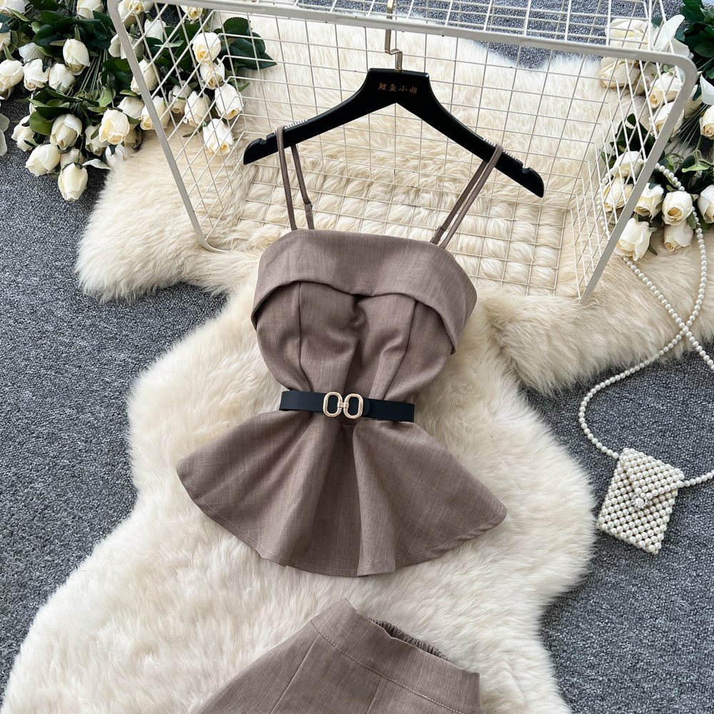 Minimalist Women's Summer Commuter Suit High Waisted Two Piece Set_voghion.com