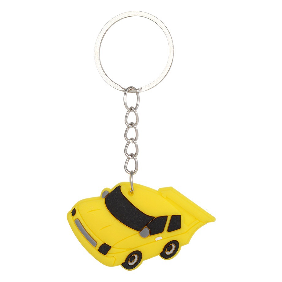 Cross-border new cute cartoon racing key chain PVC soft glue key ring key chain car pendant accessories