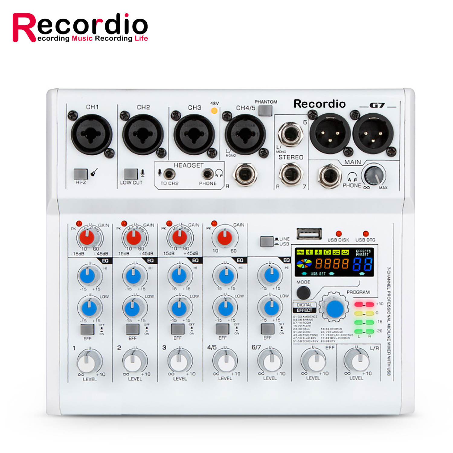 GAX-G7源头厂家批发专业4路调音台带蓝牙88DSP效果混音器录音功能