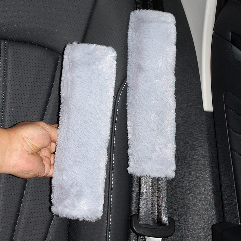 Imitation Rabbit Fur Seatbelt Shoulder Pads, Imitation Wool Car Accessories, Winter Plush Seatbelt Covers, Car Interior Accessories