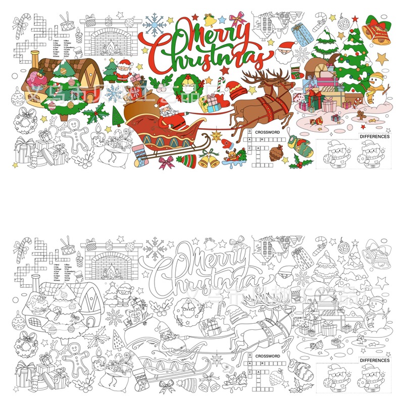 新しいクリスマス塗装ポスターサンタクロース落書きプレゼント装飾子供巨大誕生日防水紙テーブルクロス|undefined