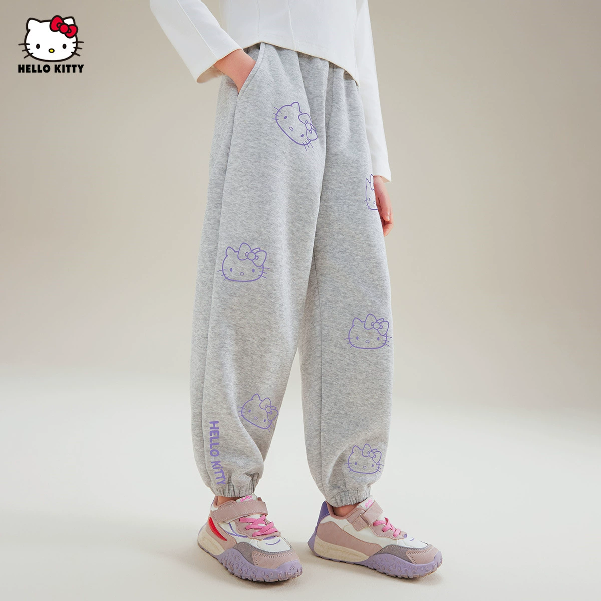 HelloKitty девушка весна осень Hello Kitty мультяшный дизайн с принтом брюки 2025 спортивный досуг