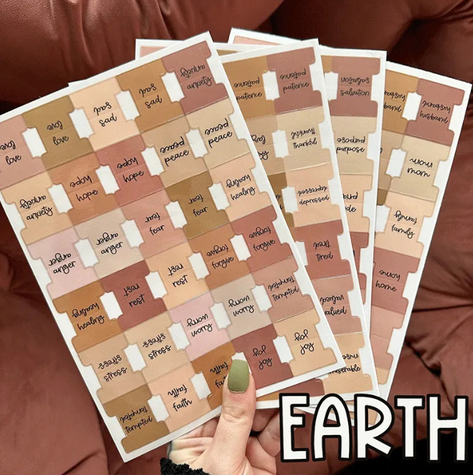 2024 Transfronterizo Prayer Bible Tabs Diseño cruzado Biblia Índice Etiqueta engomada