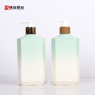 Customized Press Pump Head Plastic Bottle Shampoo Shower Gel Sub-Bottle Square Special-Shaped Plastic Bottle 500ml