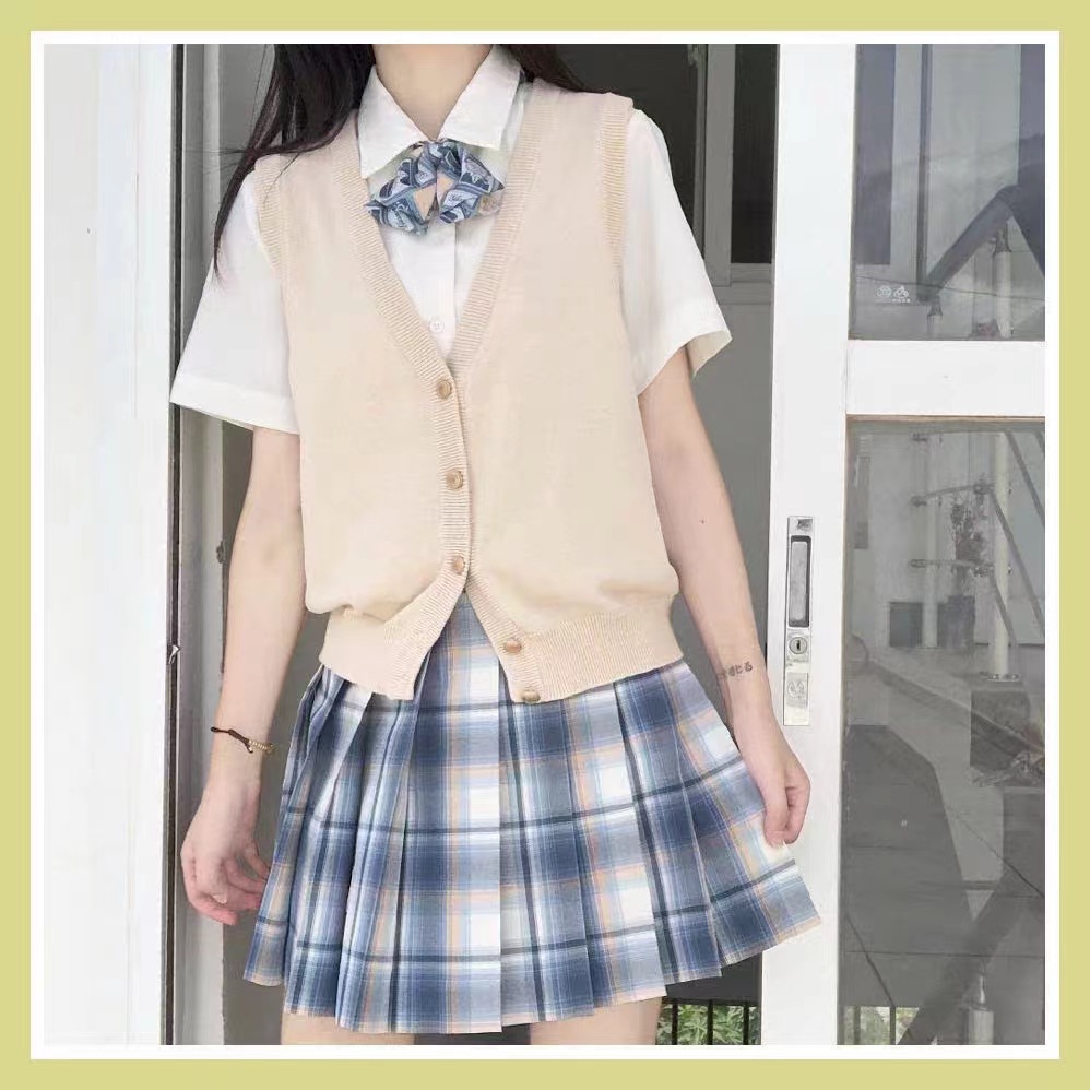 Estilo preppy punto JK cardigan Chaleco de las mujeres de primavera y verano desgaste exterior 2024 Nuevo estilo coreano pequeño chaleco