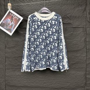 1.1 Miu Miu Miu Autumn/Winter New Couple's Collection Dior Letter Jacquard Tb Round Neck Wool Sweater Thickened and Warm