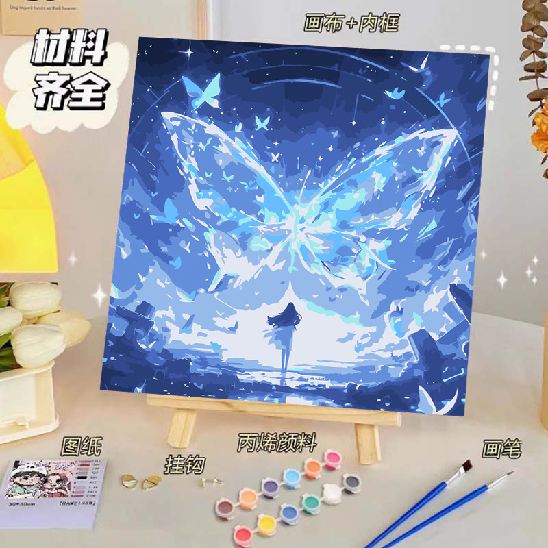 バラのデジタル油絵diy子供の塗り絵の高級感手作りの風景の花の対外貿易の露店の商品|undefined