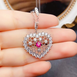 New natural powder blue treasure pendant S925 silver inlaid main stone 4*5mm Joker net red explosions women's jewelry wholesale