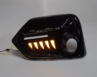 Suitable for 21 hatchback Civic daytime running lights modified fangs LED front bar fog lights streamer daytime running lights (Gündüz işıqları) - teeth-model-with-three-color-streamer-start-the-horse-one-set-price