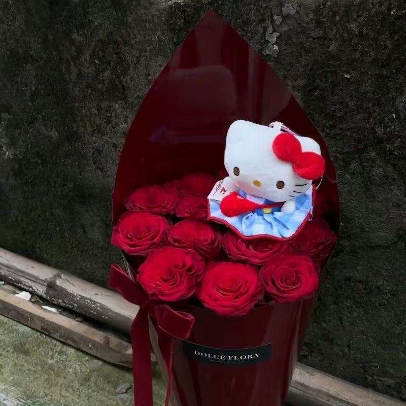 Colgante de gato Kitty manzana bolso de mano vestido grande kt colgante de llaver bolso muñeca colgante regalo de novia