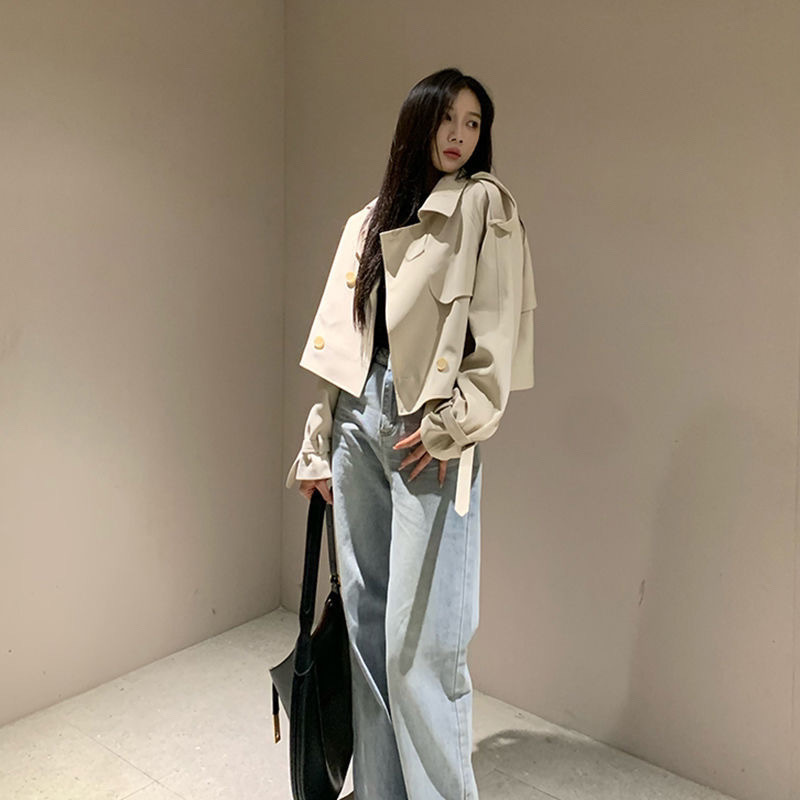 British Style Women's Early Autumn New Korean Style Short All-match Coat for Little Women's Spring and Autumn Loose Elegant Top