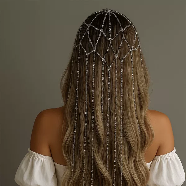Cross-Border New Tassel Rhinestone Headband for Women, High-End Fashion Temperament Headband, Light Luxury Ball Wedding Ladies Headwear
