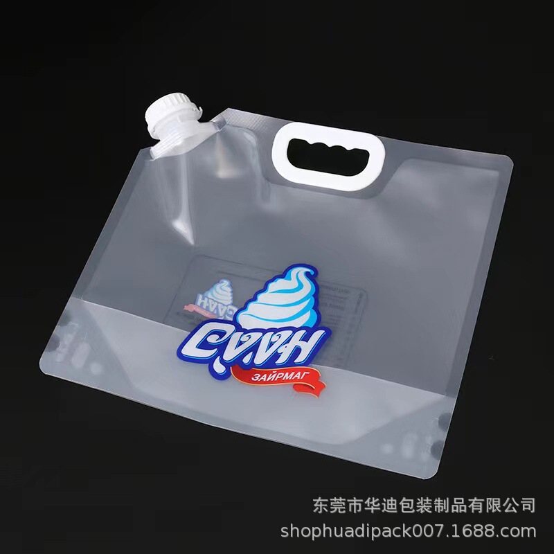 European and American 1-Gallon Nozzle Packaging Bag Manufacturer Customized American 3.78L Large-Diameter Ice Cream Juice Stand-Up Bag
