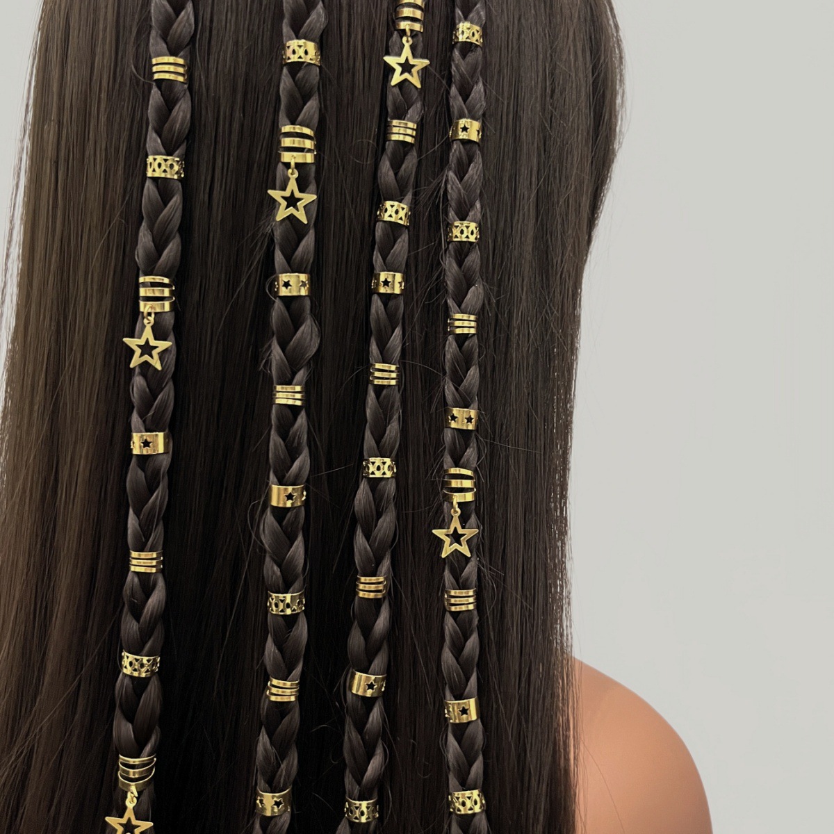 35 piezas de estrella personalizada, combinación de luna, nueva peluca transfronteriza, hebilla de cabello trenzada sucia, colgante, anillo para el cabello, clip decorativo de anillo de extensión para el cabello