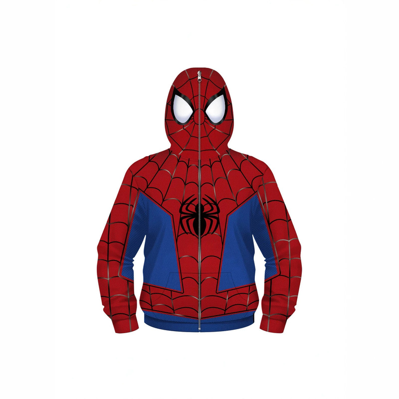 Cross-border foreign trade fashion Spider-Man Avengers 3D printed trendy personalized full-zip long-sleeve sweatshirt