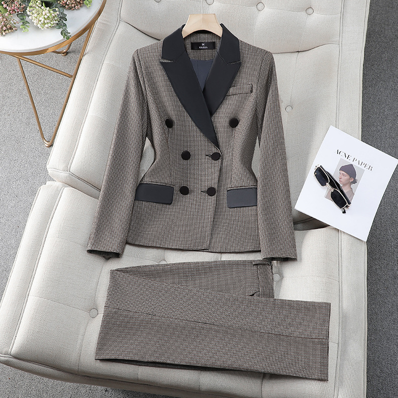 Plaid Suit Jacket for Women, New Spring and Autumn Professional Attire, Elegant Goddess Style, High-End Formal Suit Set, Workwear Plaid Suit Jacket for Women, New Spring and Autumn Professional Attire, Elegant Goddess Style, High-End Formal Suit Set, Workwear