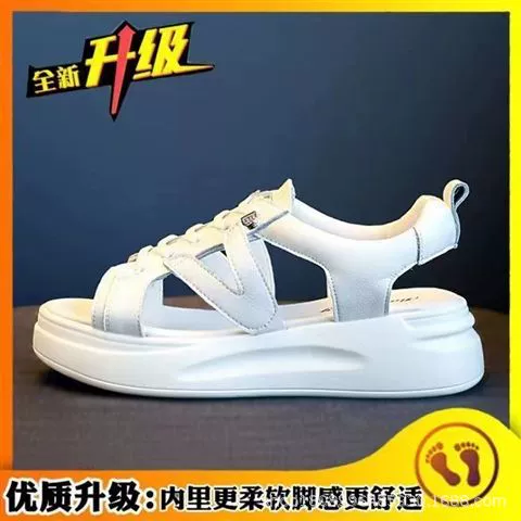 Сандалии Женские 2023 Летняя Новая женская обувь Толстая подошва Высококачественная платформа Модные повседневные спортивные белые туфли на плоской подошве