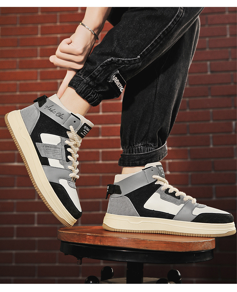 Chaussures de Tennis pour hommes, chaussures de course en cuir, baskets en tissu, semelle en caoutchouc, chaussures confortables rembourrées_voghion.com