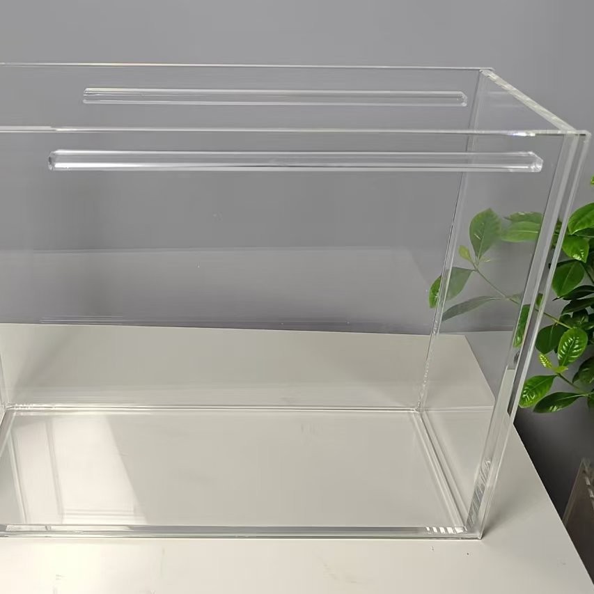 亚克力透明保护罩电脑主机罩子 透明有机玻璃盒子盖子槽