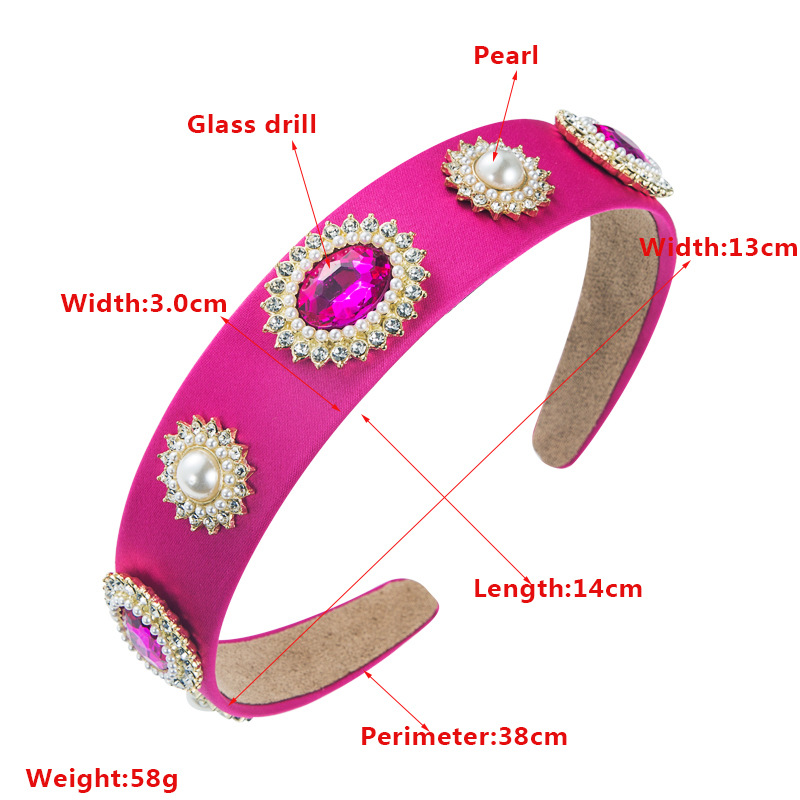 Fashion Pearl Crystal Glass Drill Female Hair Non-slip Wide-brimmed Headband Accessories display picture 1