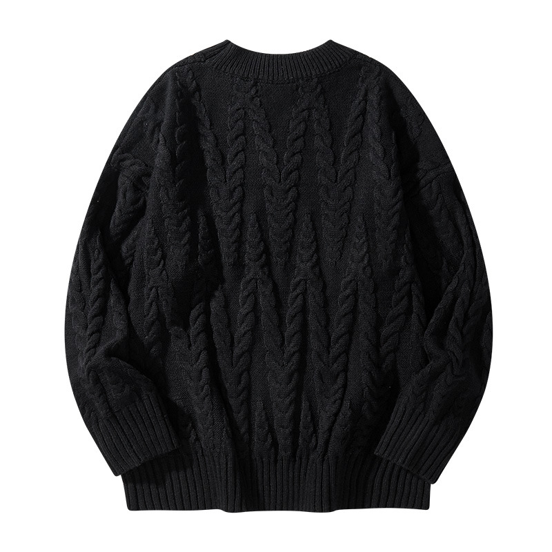 Men's Solid Color Jacquard Knit Sweater – Minimalist Pullover For Autumn & Winter_viptrois.com