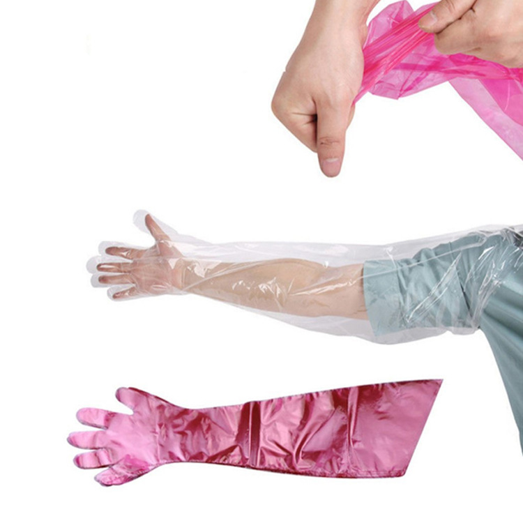 一次性长臂手套塑料透明加长兽用长袖养殖场防水畜牧白色耐用C