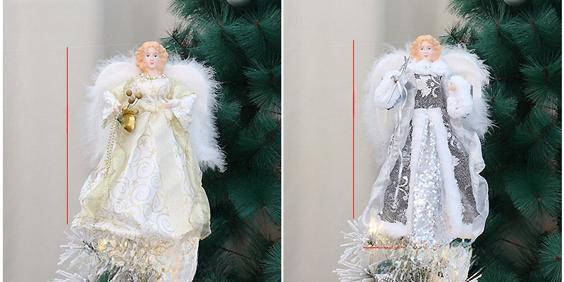 Baiyang crafts small wholesale Christmas new Christmas tree decoration supplies plush wings Angel Tree Top Star_voghion.com