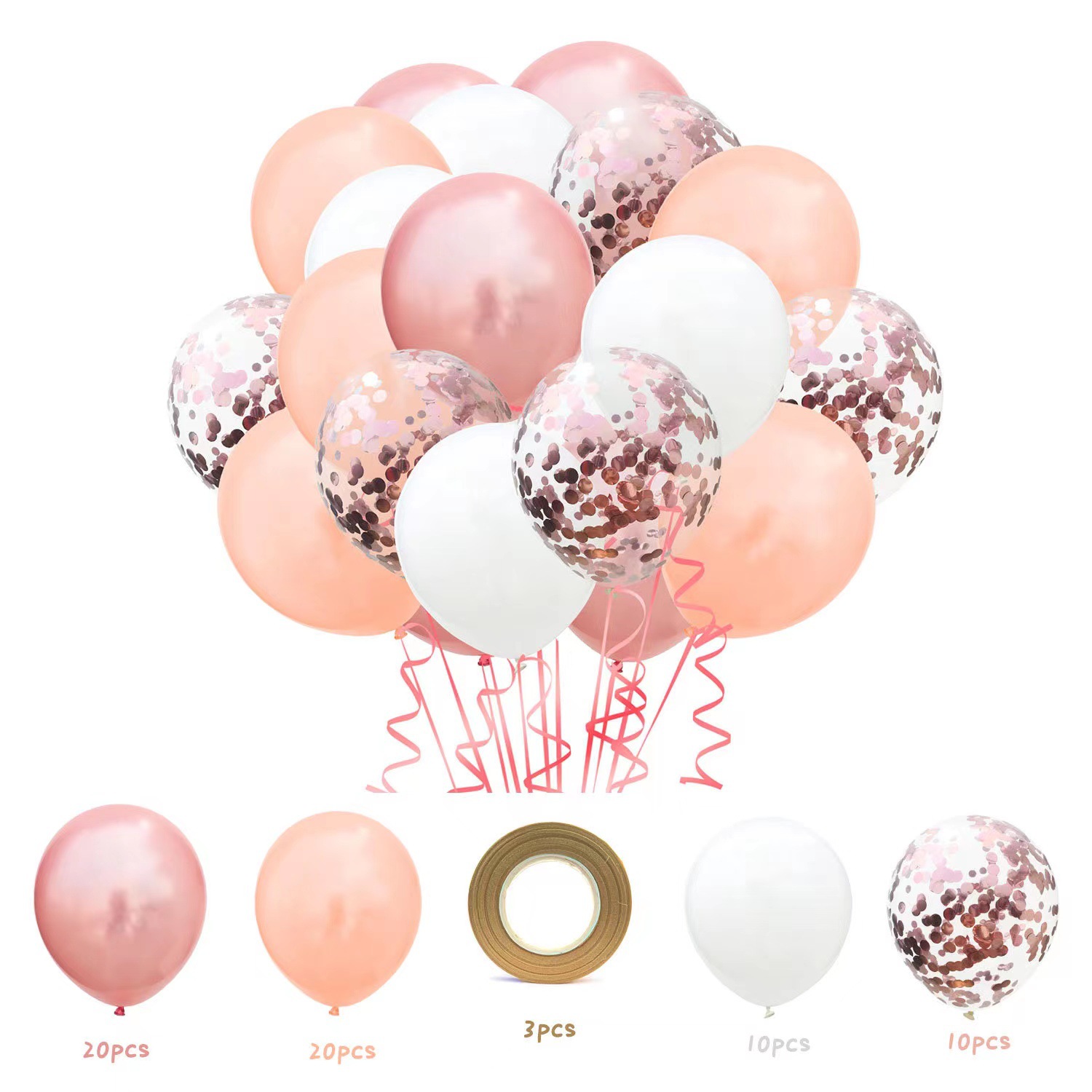 Boda transfronteriza oro rosa Granada confeti rojo lentejuelas globo redondo fiesta de cumpleaños de los niños decoración escena diseño