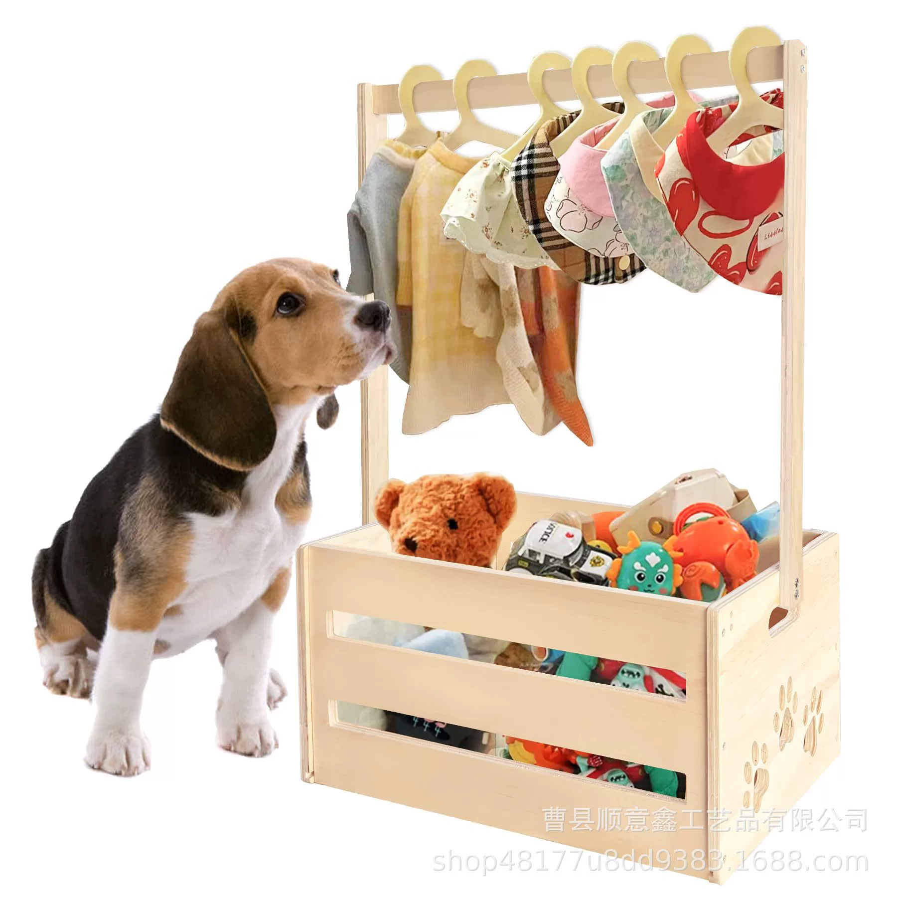 Деревянный ящик для игрушек Коробка для хранения товаров для домашних животных Коробка для хранения собак Коробка для хранения кошек и собак