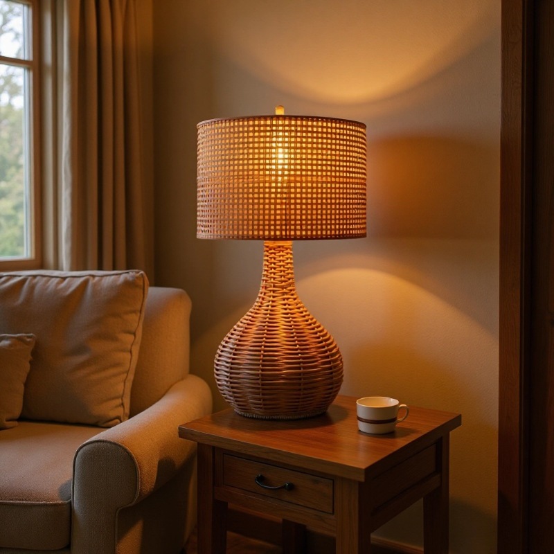 Lámparas de escritorio transfronterizas artesanías de tejido retrógrado natural estilo minimalista diseño profesional fábrica al por mayor