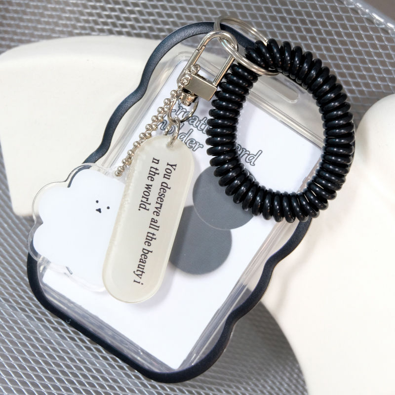 ins透明卡套學生公交校園飯卡追星3寸拍立得小紅書彈簧掛件鑰匙扣