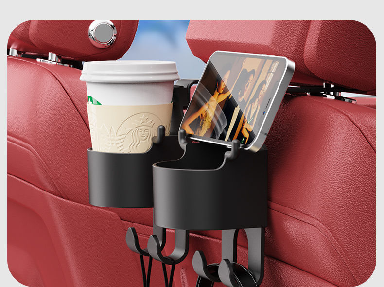 Car Hook, Seat Back, Multifunctional Hook, Car Built-In Water Cup Holder, Mobile Phone Holder, Essential Supplies