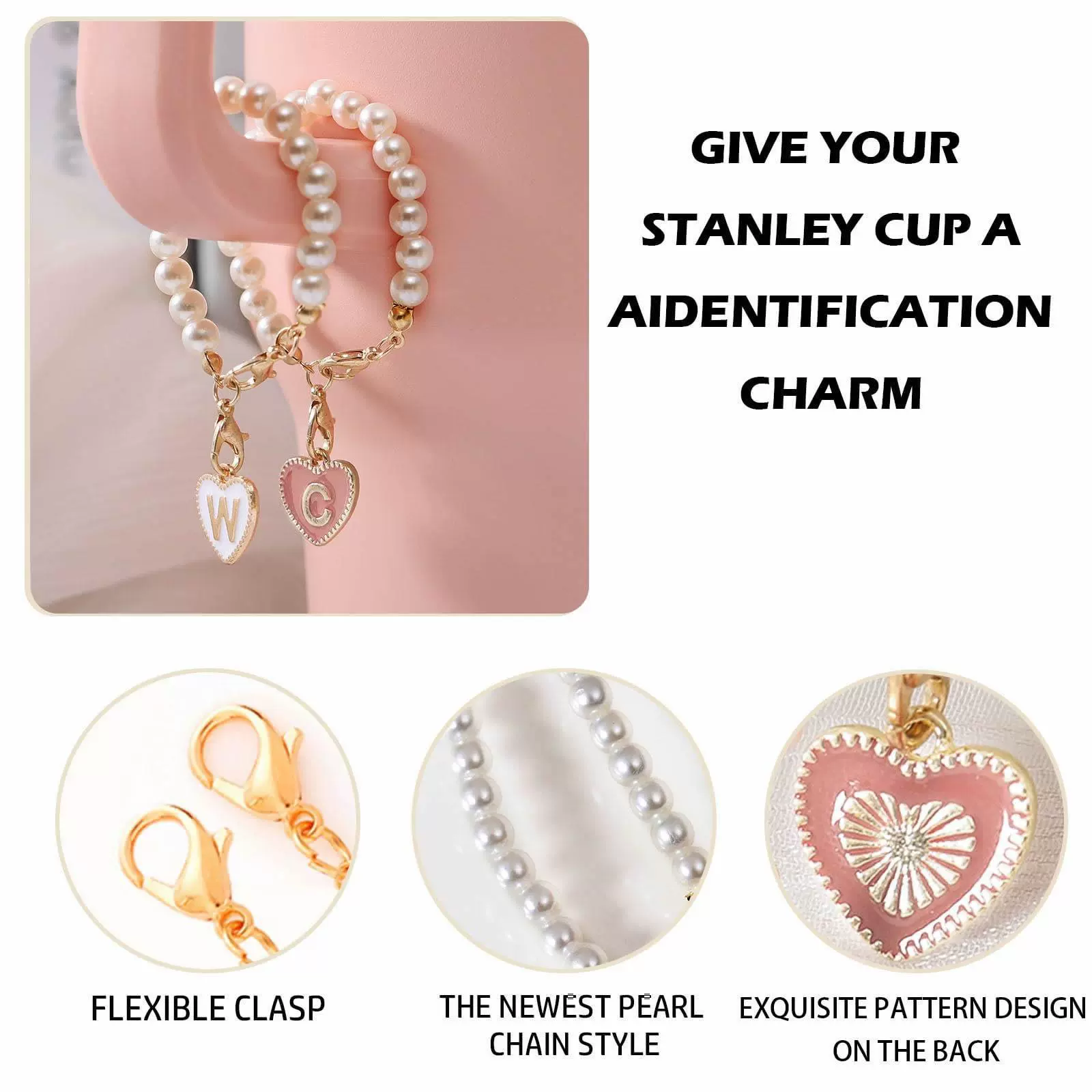 Straw, chain with letters pearl, set, 26 pieces