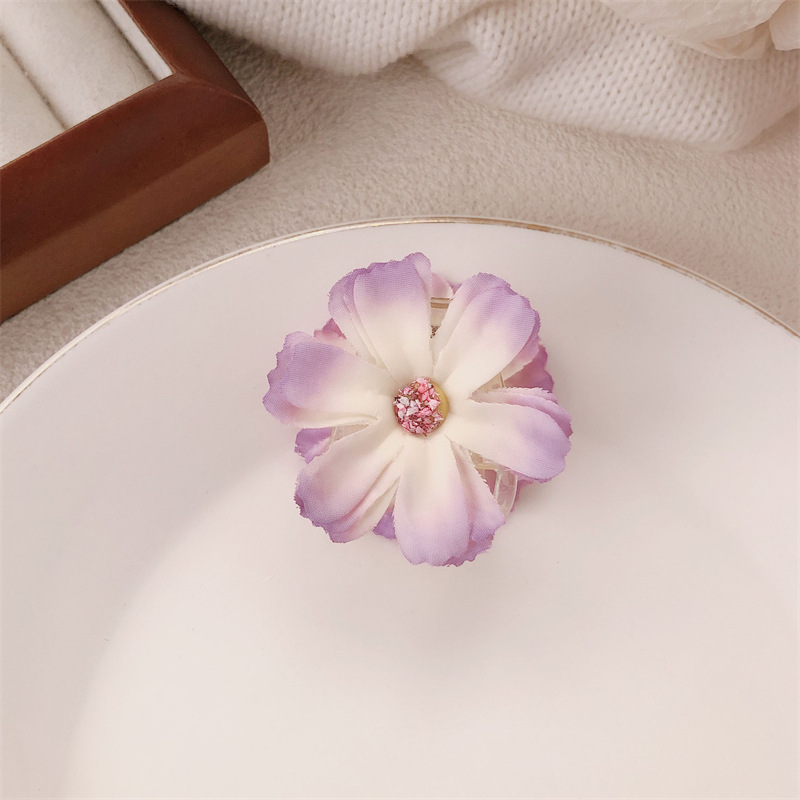 Flor de simulación clip de agarre pequeño clip de garra de cola de caballo alta pinza de pelo de artefacto fijo horquilla de cabeza femenina nuevo tocado de flor