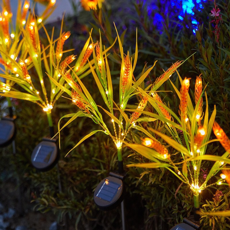 Solar 7-Pronged Wheat Lawn Lamp Outdoor Waterproof Rice Lamp Simulated Wheat Pastoral Atmosphere Lamp