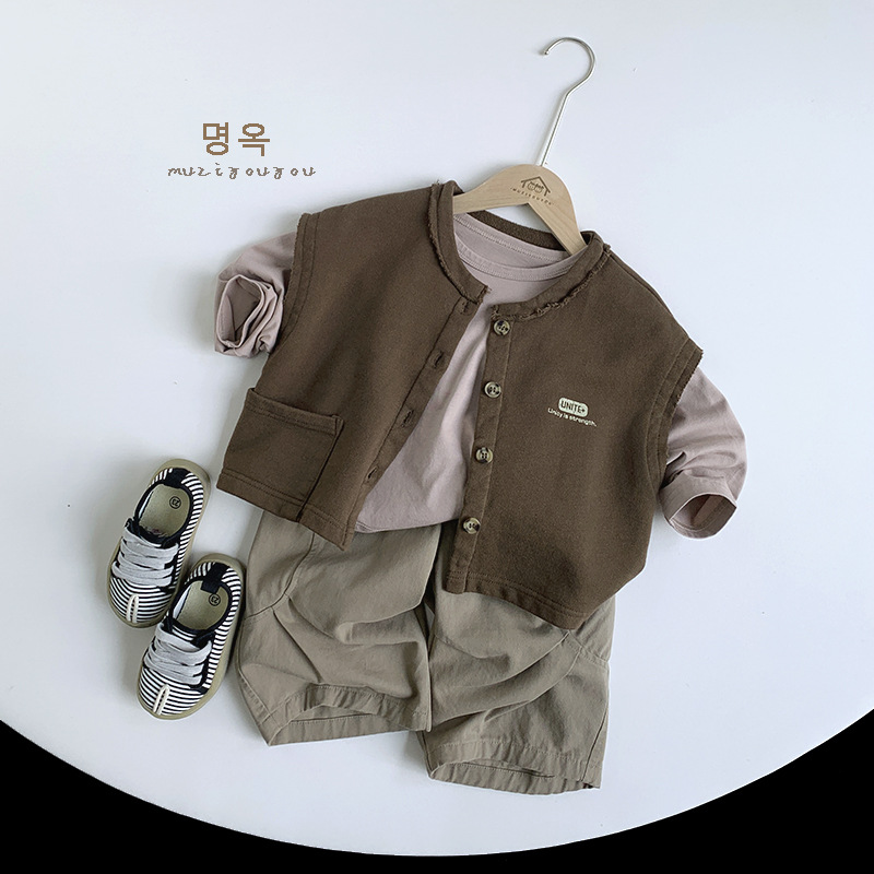 Chaleco para niños 2025 primavera nuevo bebé todo fósforo chaleco coreano cardigan 3-4-5 años ropa para niños y niñas al por mayor