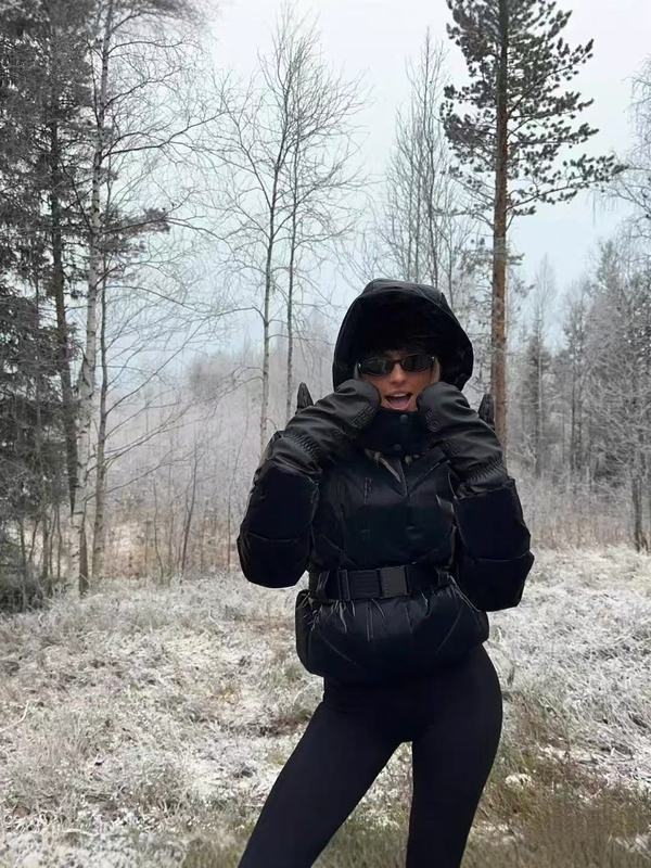 alo肯豆同款滑雪服秋冬羽绒棉服保暖时髦百搭束腰修身户外防水防|undefined