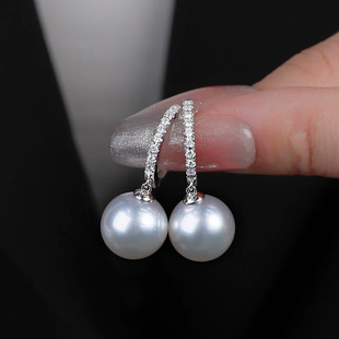 Pt900 Accessories Classic Timeless Earrings Zircon Inlaid Picture with 10-11 Beads Accessories Do Not Include Beads