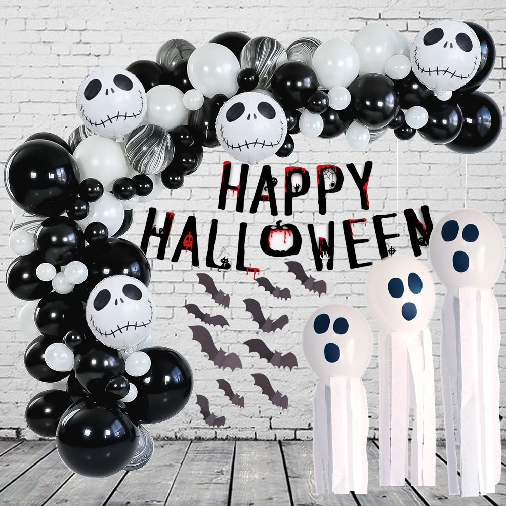 Home & Garden New Halloween pink balloon chain arch pull flag aluminum film balloon set pumpkin bat Halloween decorations_voghion.com