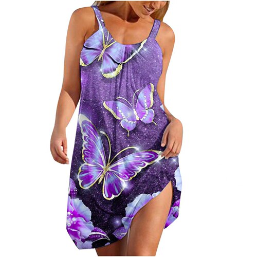 Summer European and American Independent Website: Women's Beach Sundress with Straps and Printed Design