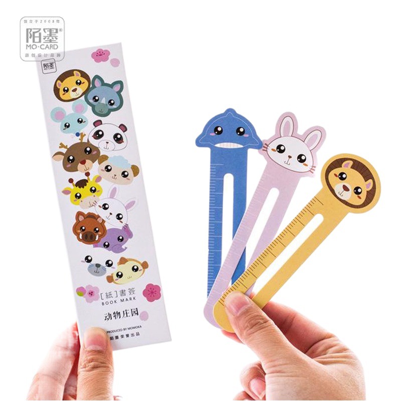 Momo marcador Animal Manor lindo regalo japonés y coreano artístico exquisito estudiante papelería con titular de libro función de regla