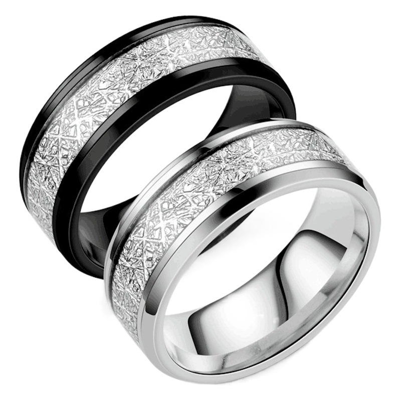 Anillos de acero titanio esmerilado a la moda para hombres y mujeres, diseño popular, anillos de pareja de nicho europeos y americanos, joyería transfronteriza.