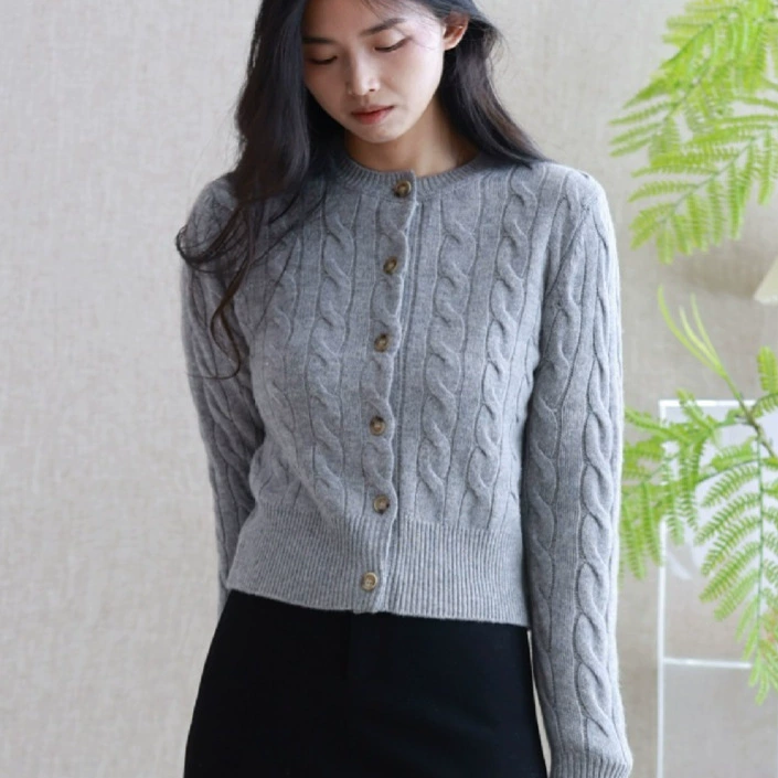 Кардиган в стиле RL War Horse, ретро-вязка косичка, 100% мериносовая шерсть, универсальный свитер в студенческом стиле с круглым вырезом.