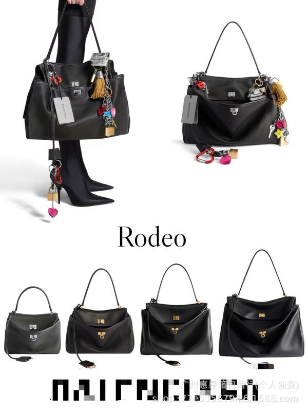 25 新しいロデオ大容量トートバッグ女性のリラックスしたニュートラルロックケリーバッグ本革ショルダーメッセンジャーバッグ|undefined