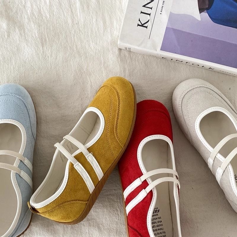 Retro Red Mary Jane Shoes for Women 2025 Spring & Fall New Flats Ballet Training Shoes Sports Casual Pumps