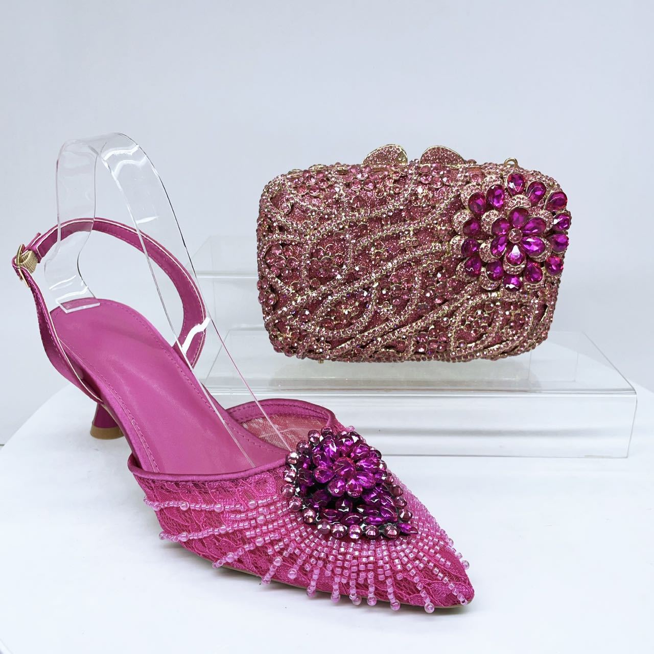 Damen Stiletto Sandaletten Mit Strass Und Clutch Set_voghion.com