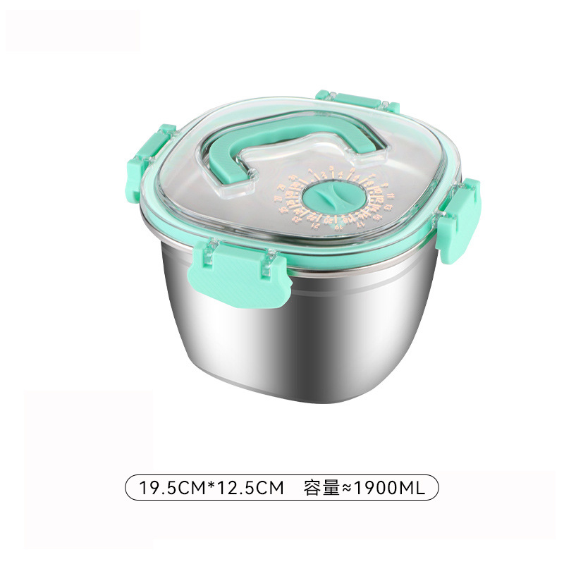 Caja de conservación fresca de acero inoxidable 304 con tapa, lonchera portátil para estudiantes de oficina de gran capacidad, caja de almacenamiento sellada para el hogar