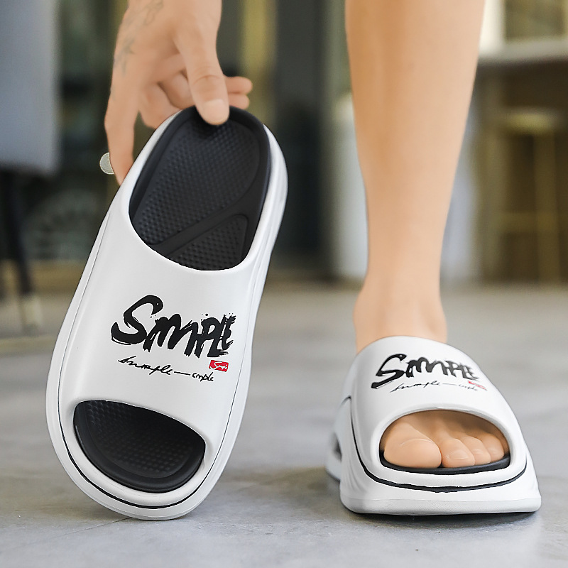 En nombre de las pantuflas de verano para hombres, doble EVA de doble capa, sensación de pisar la mierda, llevar una sola palabra, sandalias y pantuflas de playa al aire libre antideslizantes y resistentes al desgaste