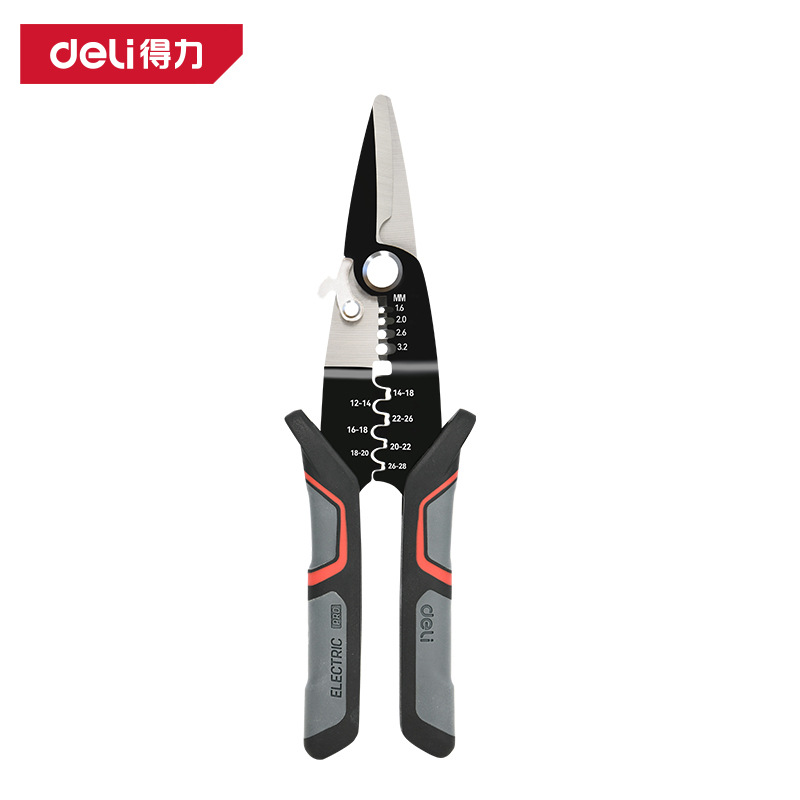 得力工具DL383012直嘴电工剪8寸直嘴电工剪不锈钢工业剪线槽剪电